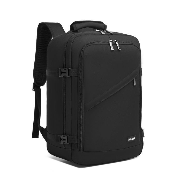 Mochila Kono de 40x20x25cm, bolsa de viaje Ryanair de 20L, equipaje de mano para debajo del asiento del avión, para mujeres y hombres, color negro.