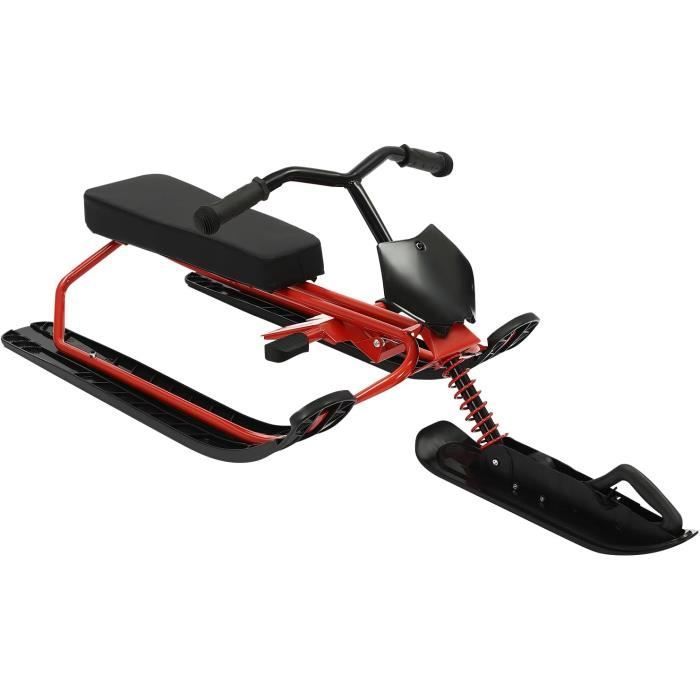SKIBOB - BICICLETA DE ESQUÍ - Bicicleta de esquí para niños y adultos - con pedales antideslizantes - negro + rojo - hasta 80 kg