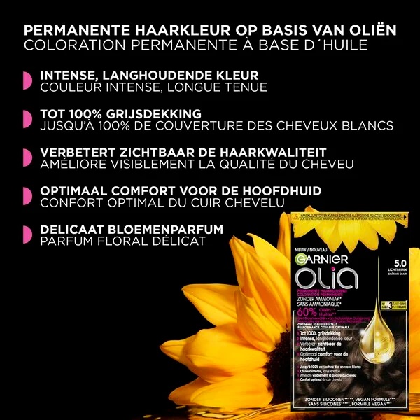 Garnier Olia 5.0 šviesiai rudi ilgalaikiai plaukų dažai