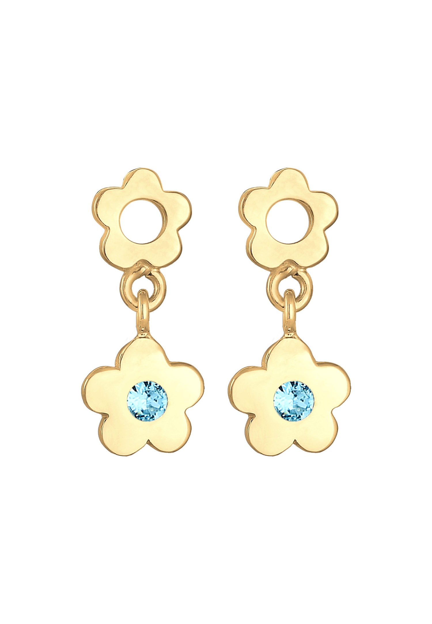 Elli Boucles d'oreilles enfants fleur avec cristal en argent sterling 925