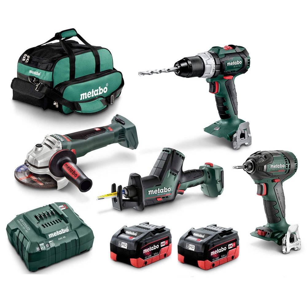 Set de baterii fără perii METABO 18V, pachet de 4, 2 x 5.5Ah LiHD de înaltă densitate, AU68400950