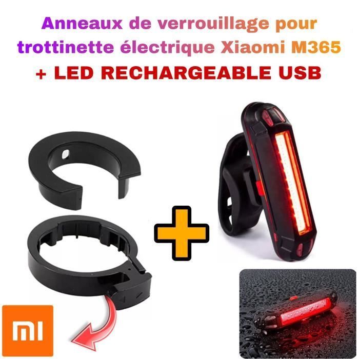 Anillo de bloqueo completo + luz USB para patinete Xiaomi M365 Pro1 con base de potencia plegable.
