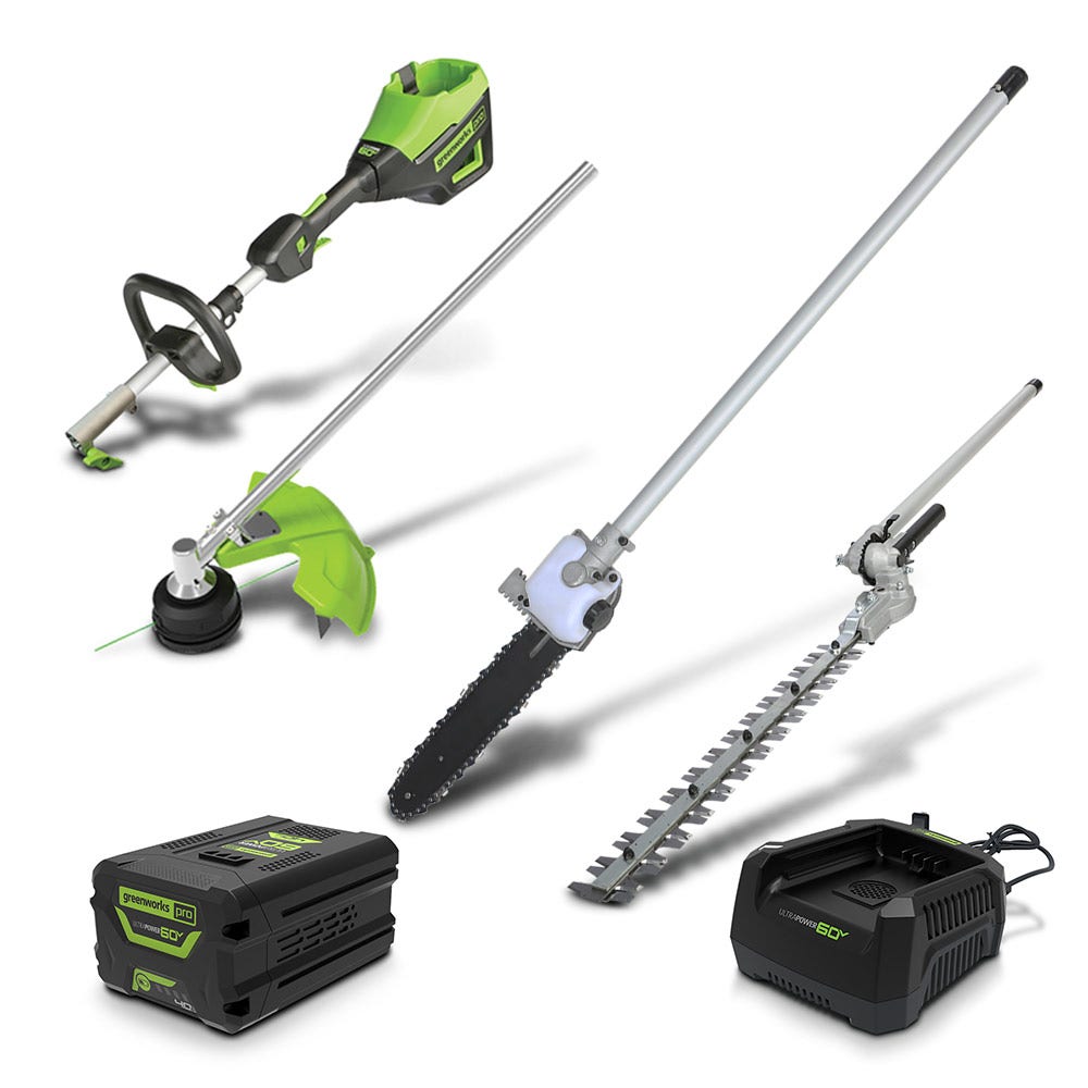 Kit de ferramentas múltiplas GREENWORKS 60V 1 x 4.0Ah para motosserra de poda e acessório para cerca viva TTKIT905