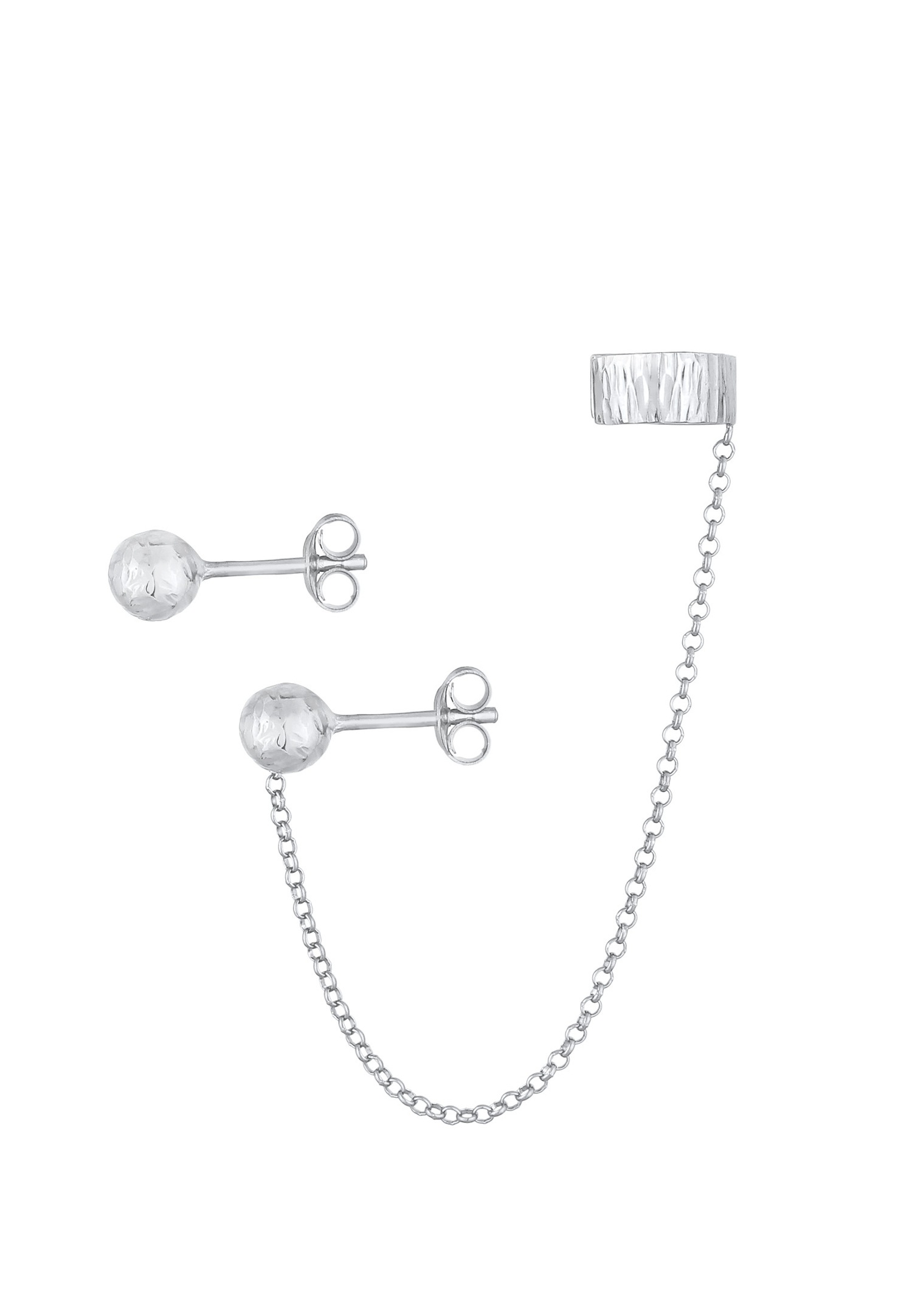 Elli Balle Trend Asymétrique Boucles d'Oreilles Femme - Argent (925/1000)