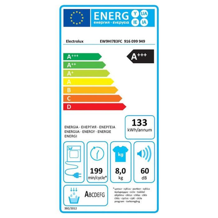 Sèche linge Electrolux EW9HI783FC
