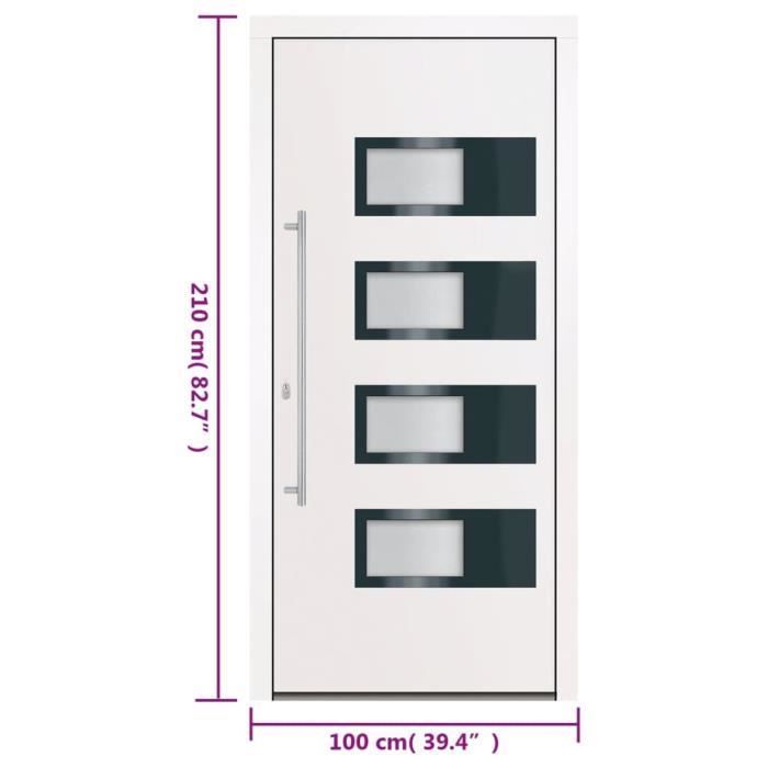 vidaXL Front Door White 100x210 cm Aluminium and PVC 3157066