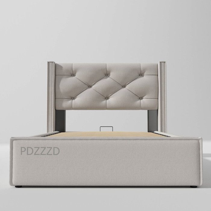 Letto singolo contenitore per bambini 90 x 200 cm con vano portaoggetti, rete a doghe inclusa, letto con spazio contenitore, grigio chiaro