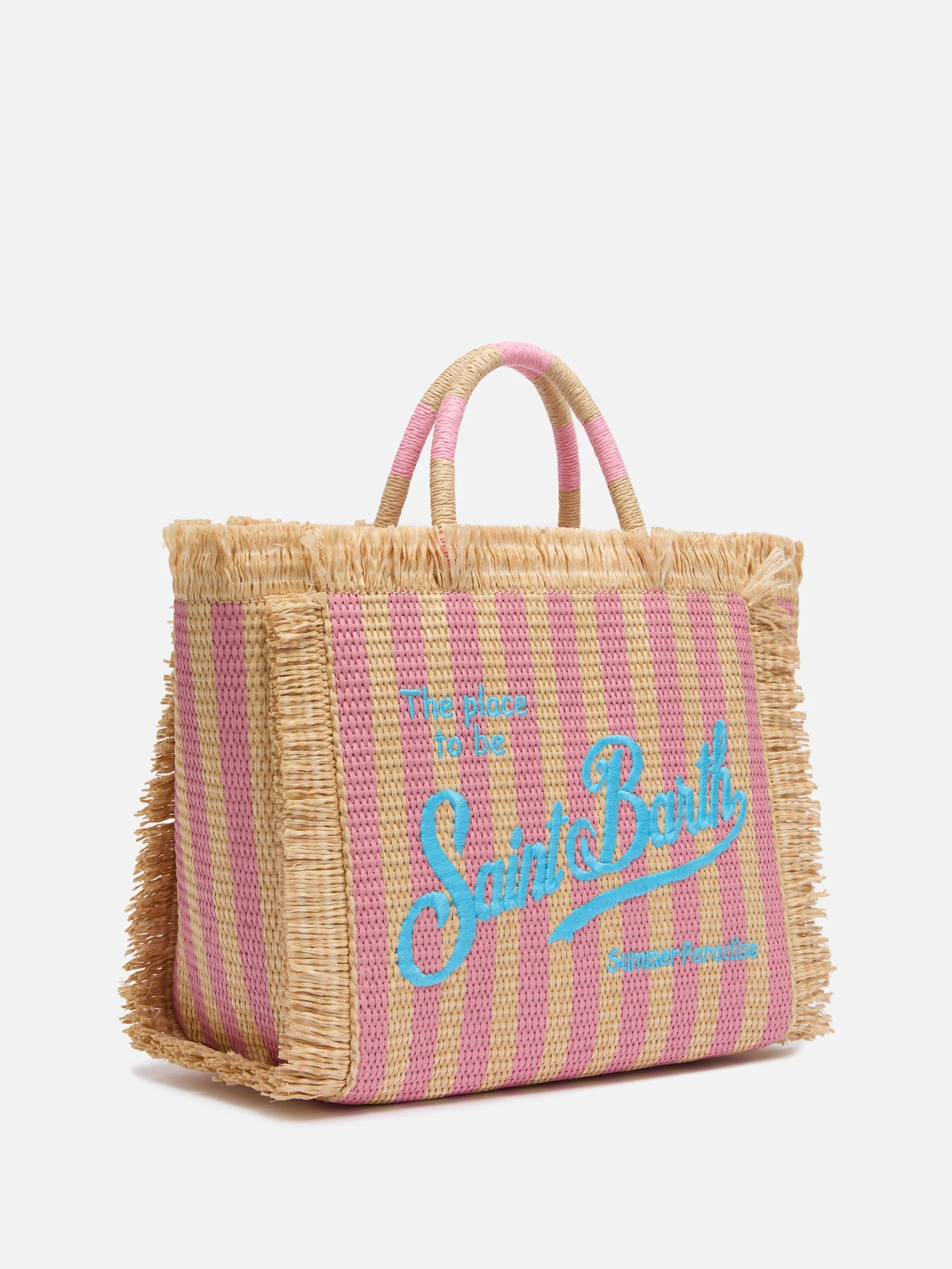 Colette tas met stro-effect en gestreepte print