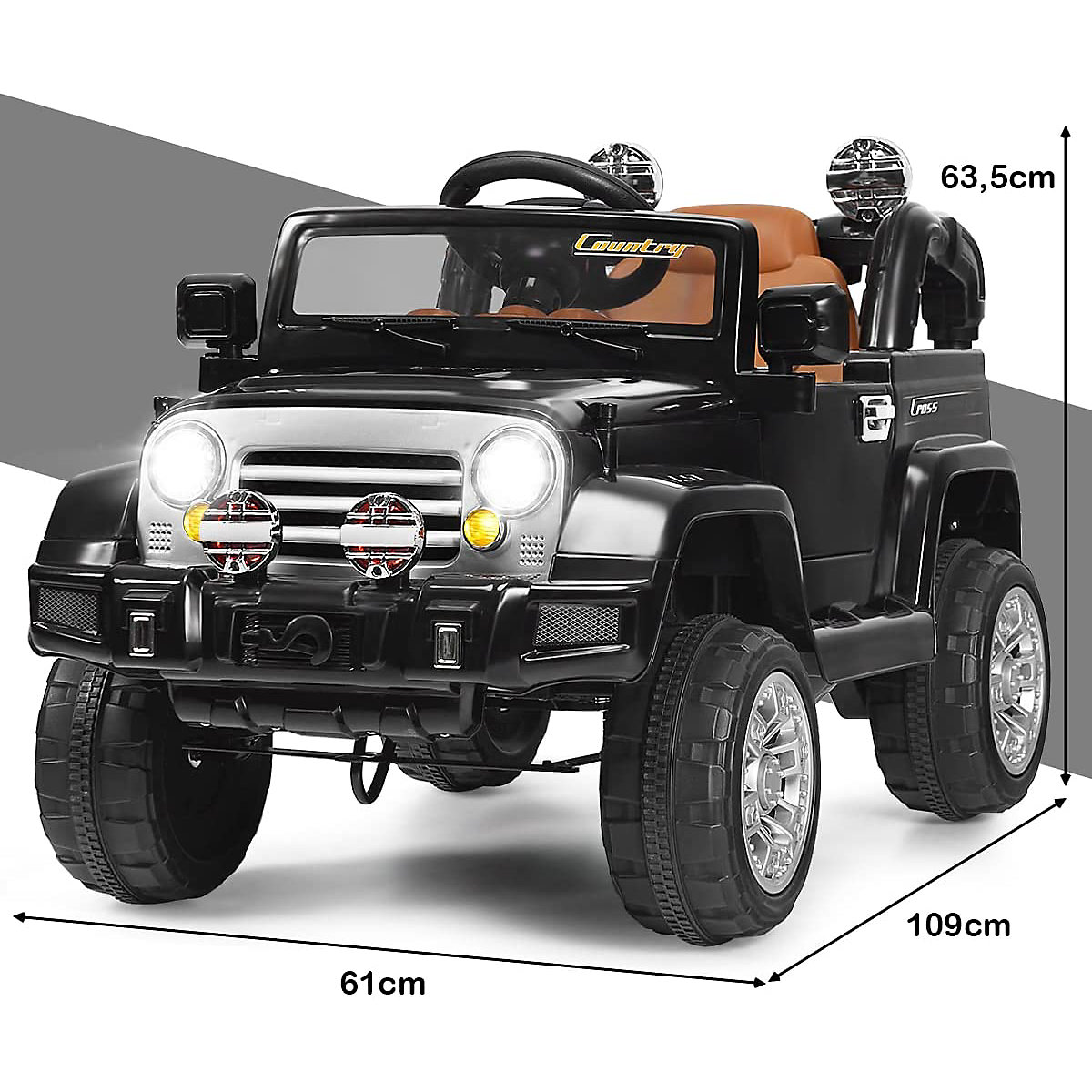 Samochód elektryczny Jeep ze schowkiem i pilotem, czarny