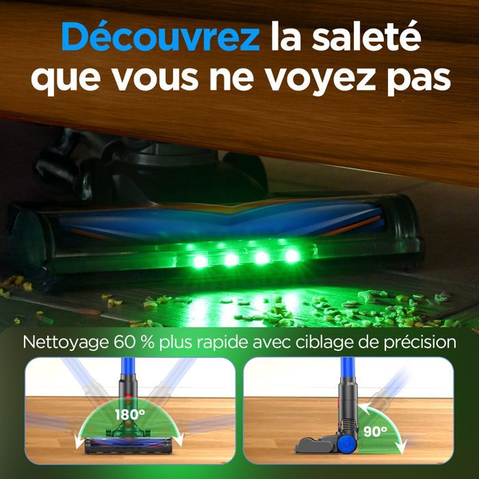 Aspiradora de mano inalámbrica Verslife Z8, 40 kPa/45 min/500 W/6 en 1, pantalla LED, para pelo de mascotas, suelos duros y alfombras.