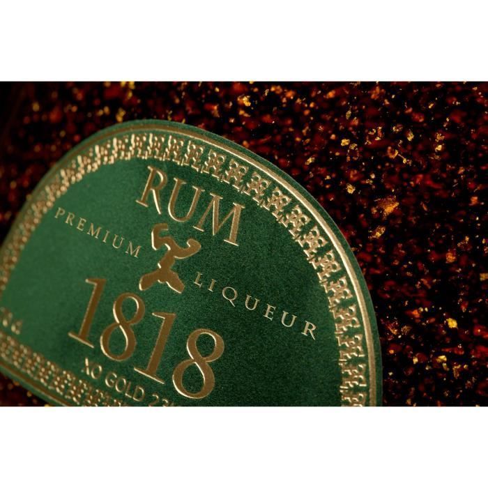 Cadeau 1818 Rhum Vieux Premium Liqueur - XO Republique Dominicaine Avec Or 23k - Édition Limitée Avec Coffret & Certificat d'or