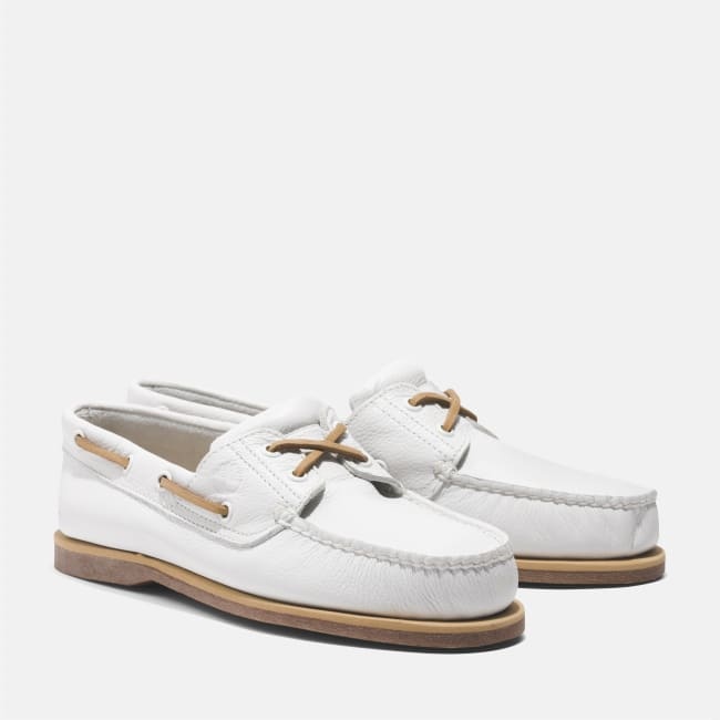 Scarpa da Barca in Pelle Classic da Uomo in                bianco