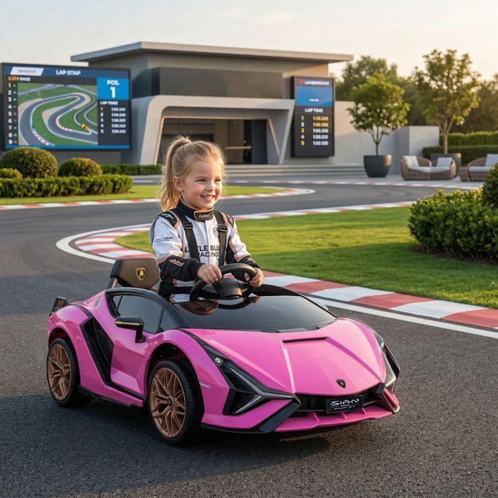Voiture électrique enfant - véhicule électrique - HOMCOM - Lamborghini sian 12 V télécommande sons LED - PP - rose
