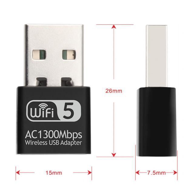 USB-WLAN-Adapter 1300 Mbit/s, drahtloser Dongle für Windows- und Linux-Netzwerke