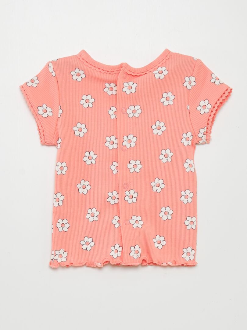 Geribbeld T-shirt - ROZE