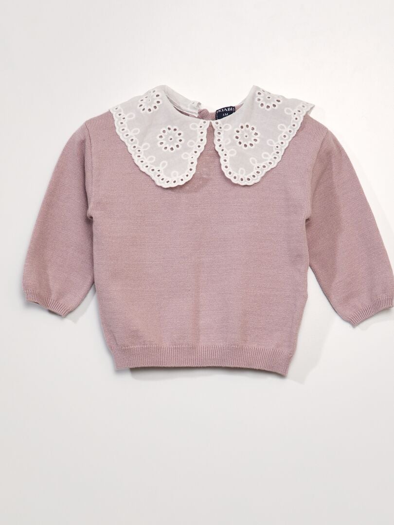 Suéter de malha macia com gola claudine - ROXO