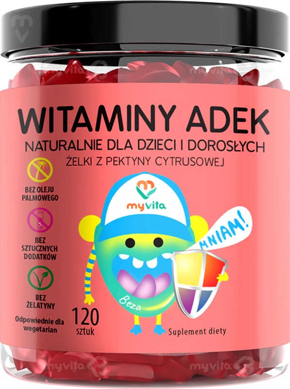 MyVita Natural Gummies vitamin ADEK prehransko dopolnilo mehke žvečljive kapsule z multivitaminskim kompleksom