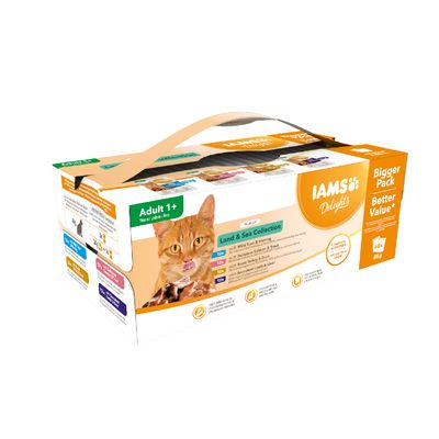 IAMS Delícias Adulto - Coleção Terra e Mar - Pacote Mega com 48 unidades de 85g