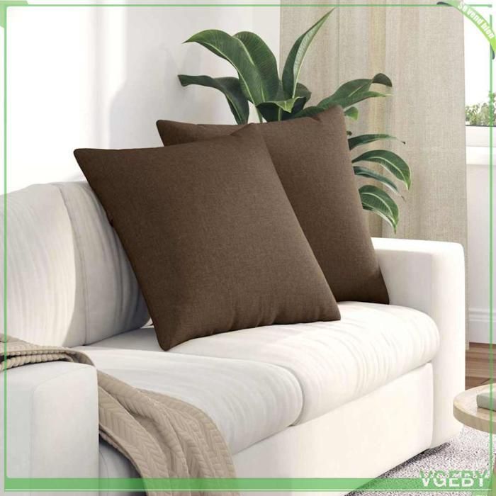 Coussins de canapé - ABI - 2 pcs - Marron - 60 x 60 cm - Housses amovibles