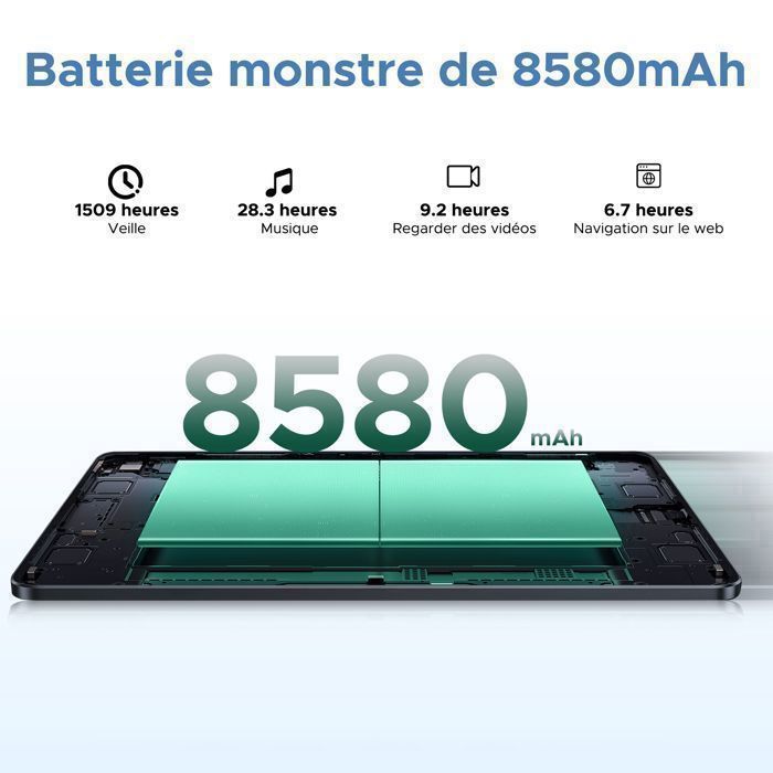 Tableta táctil de 11 pulgadas con teclado y lápiz óptico, Android 16, 30 GB de RAM, 256 GB de ROM | 8580 mAh | Widevine L1, WiFi 6 - Negra