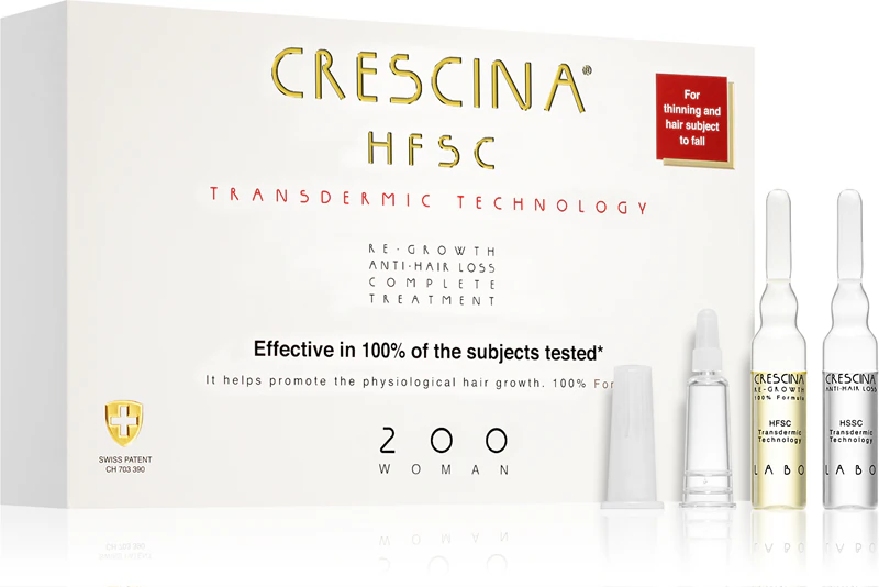 Crescina Transdermic 200 is een verzorgingsproduct voor haargroei en tegen haaruitval dat haaruitval bij vrouwen bevordert.