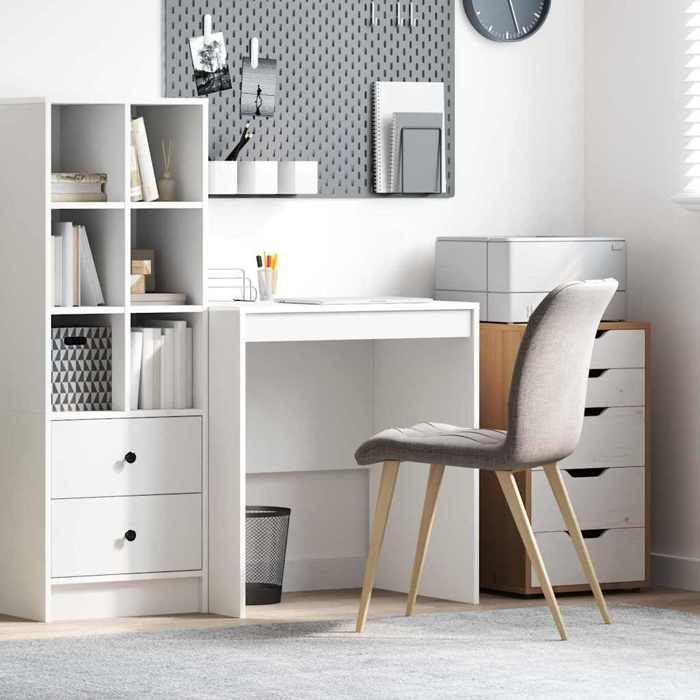vidaXL White Desk 70 x 50 x 76 cm in Engineered Wood – Storage, Contemporary Style