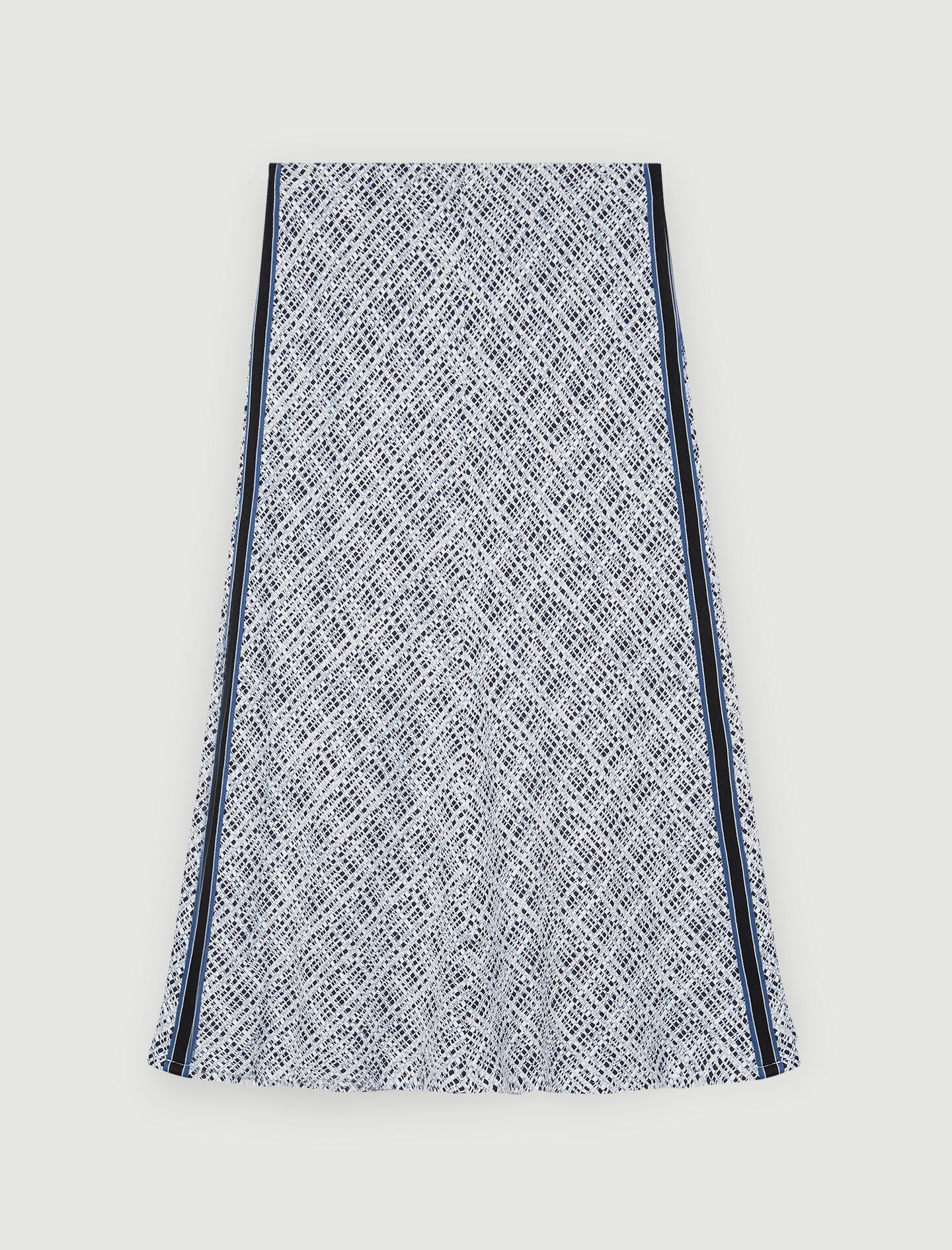 Fustă midi din tweed - Albastră