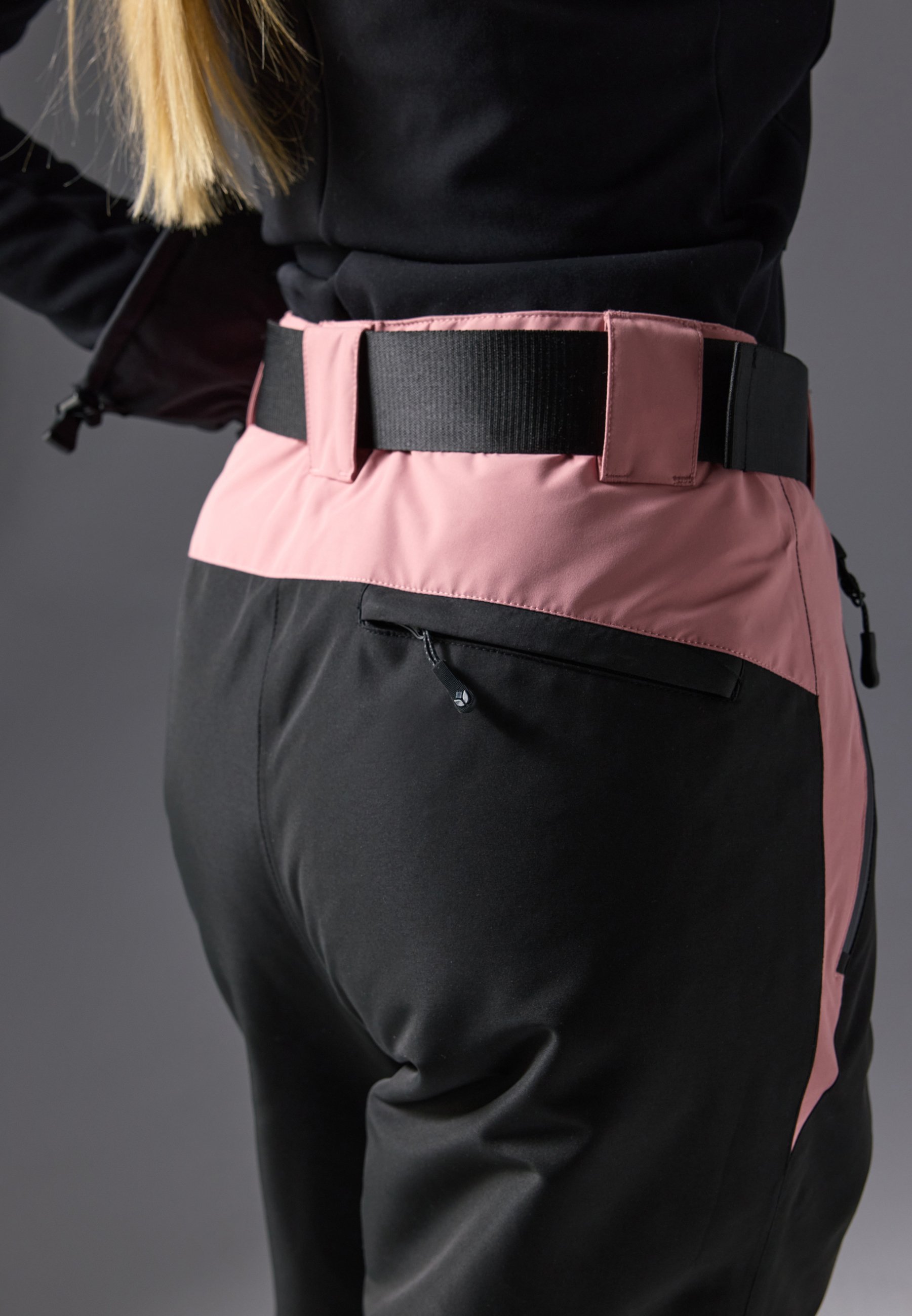 Even&Odd active SKI PANTS WITH ADJUSTABLE BELT - Skibukser - black/light pink