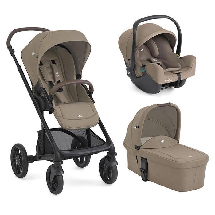 JOIE - Chrome 2 Trio Stroller + i-Snug 2 Car Seat + Chrome 2 Carrycot Cashew