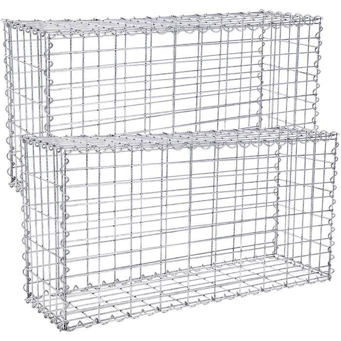 Set of 2 Stone Gabions - SONGMICS - GGB253 - 100 x 50 x 30 cm - Metal