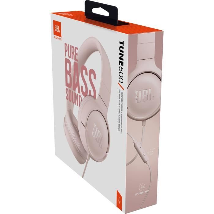 JBL Tune 500 bedrade hoofdtelefoon - Pure basgeluid - Lichtgewicht en opvouwbaar ontwerp - Roze