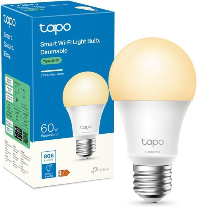 Bombilla inteligente WiFi TP-Link Tapo, base E27, LED blanco cálido, compatible con Alexa, Google Home y Siri Tapo L510E