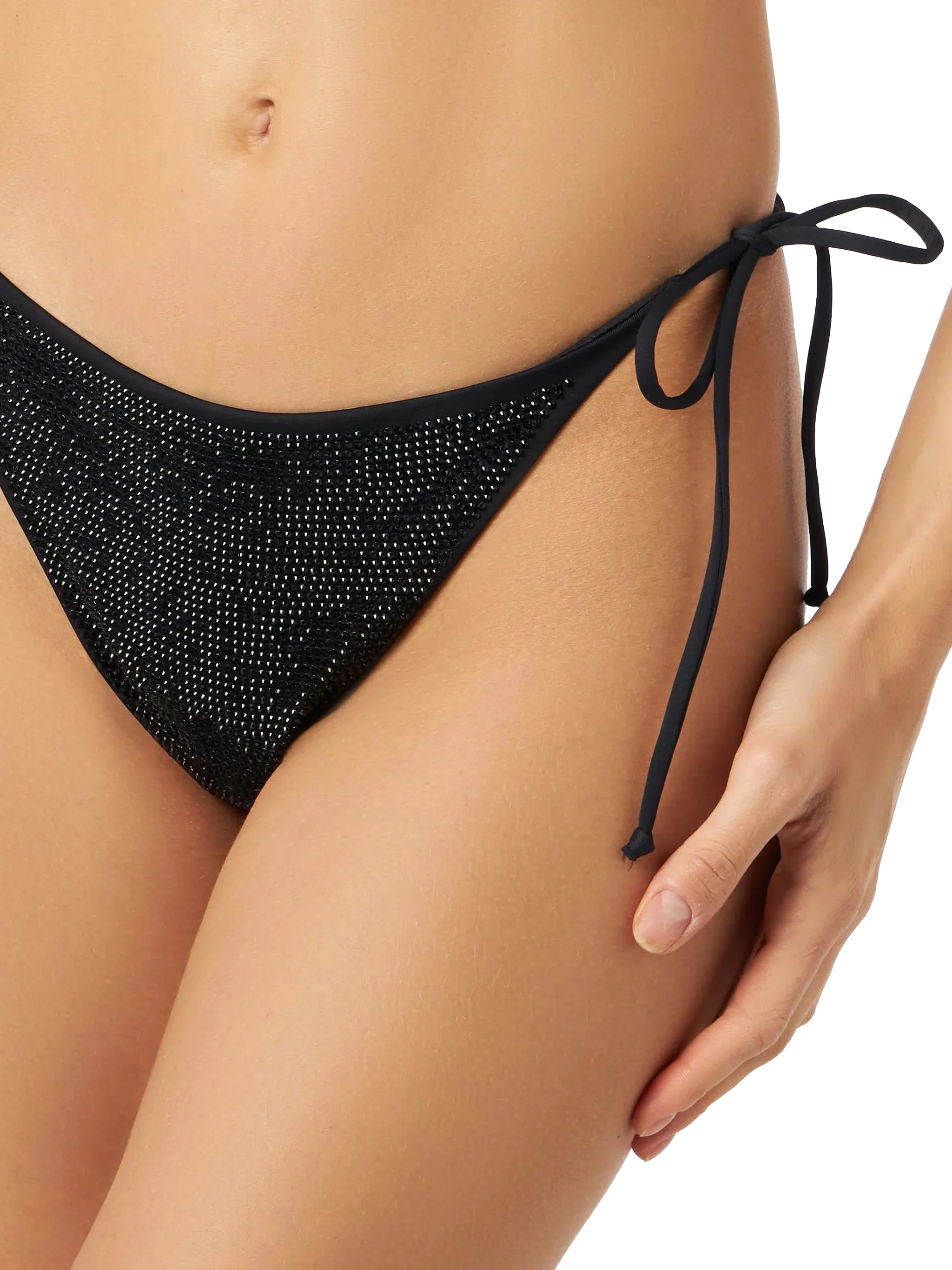 Zwarte bandeau bikini voor dames met strasssteentjes
