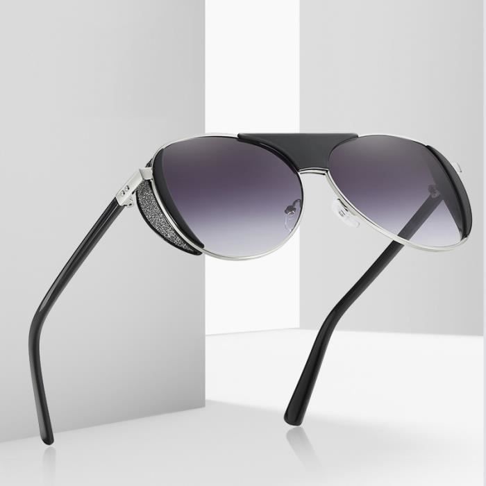SHARPHY Lunettes de soleil femme personnalité grand cadre métal conduire haute qualité luxe gris dégradé