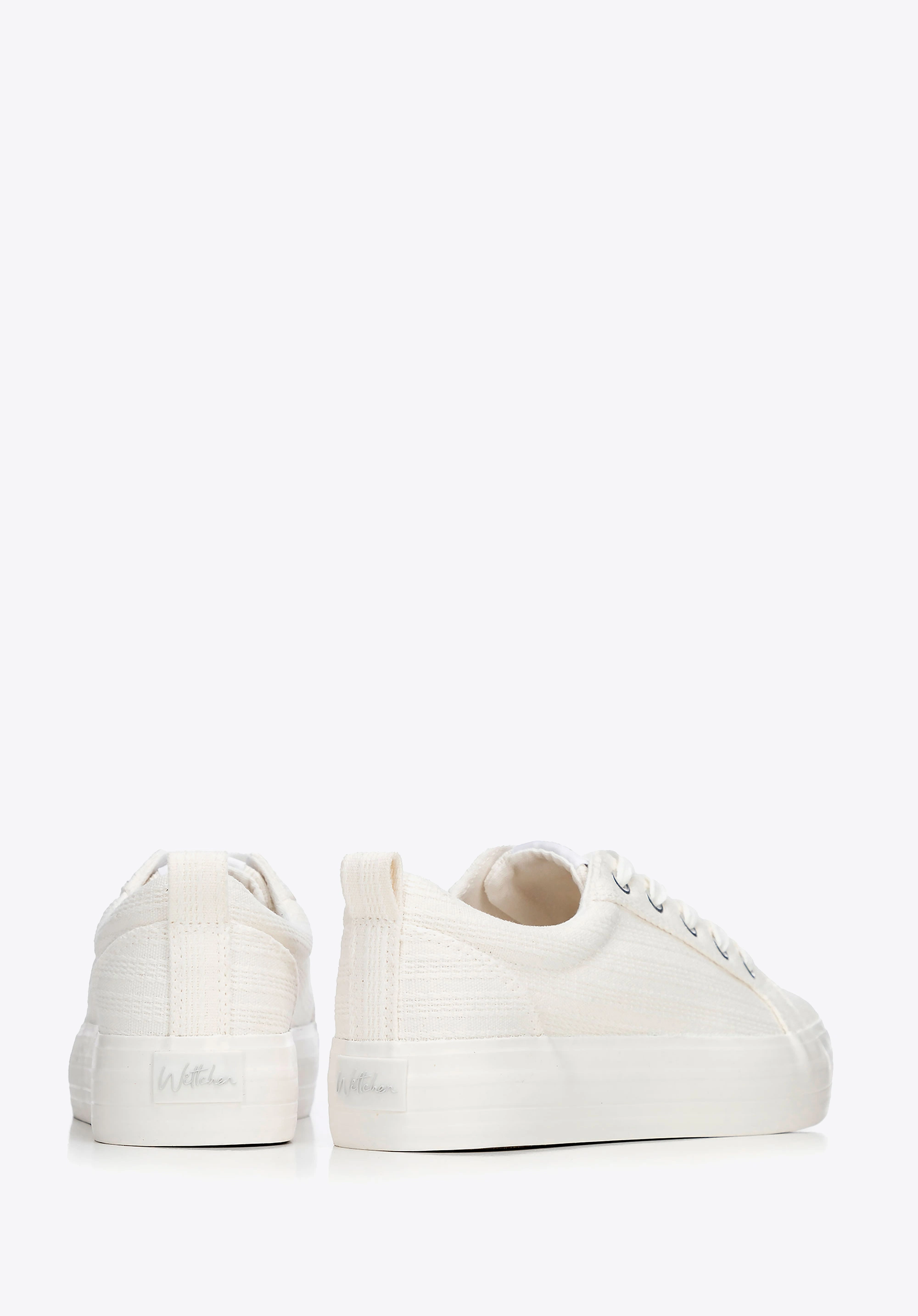 Damskie sneakersy na platformie kremowe