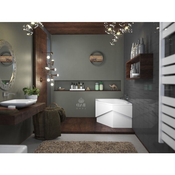 Baignoire Bain d'angle 140x80 Gauche, Siphon de bain et pieds 3en1 - MARIKA