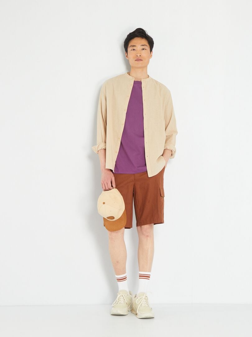 Lichtgewicht effen shirt - BEIGE