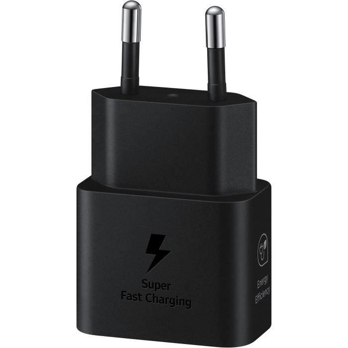Cargador de pared USB-C rápido SAMSUNG de 25 W, sin cables, negro