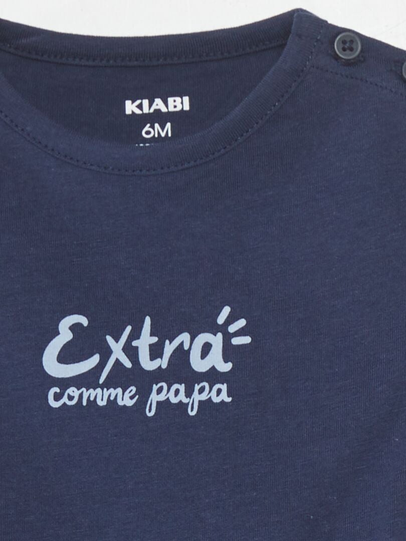 T-shirt met korte mouwen en opdruk - BLAUW