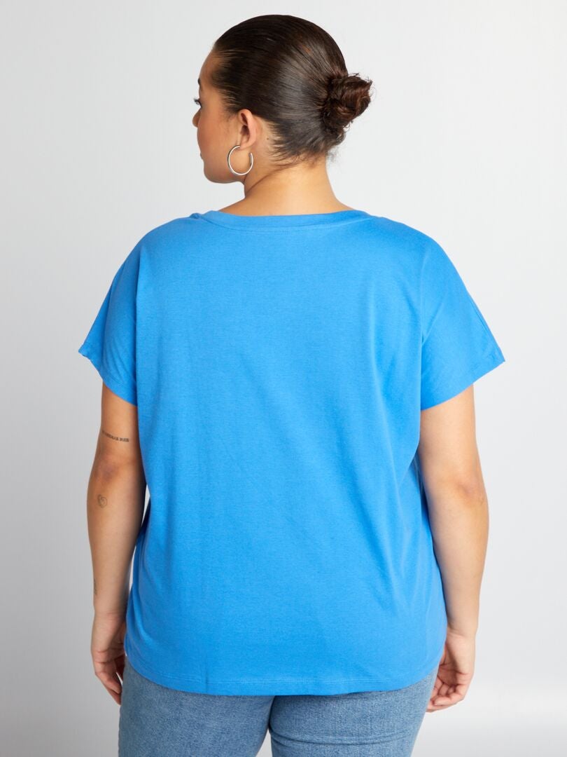 Bedrukt katoenen T-shirt - BLAUW