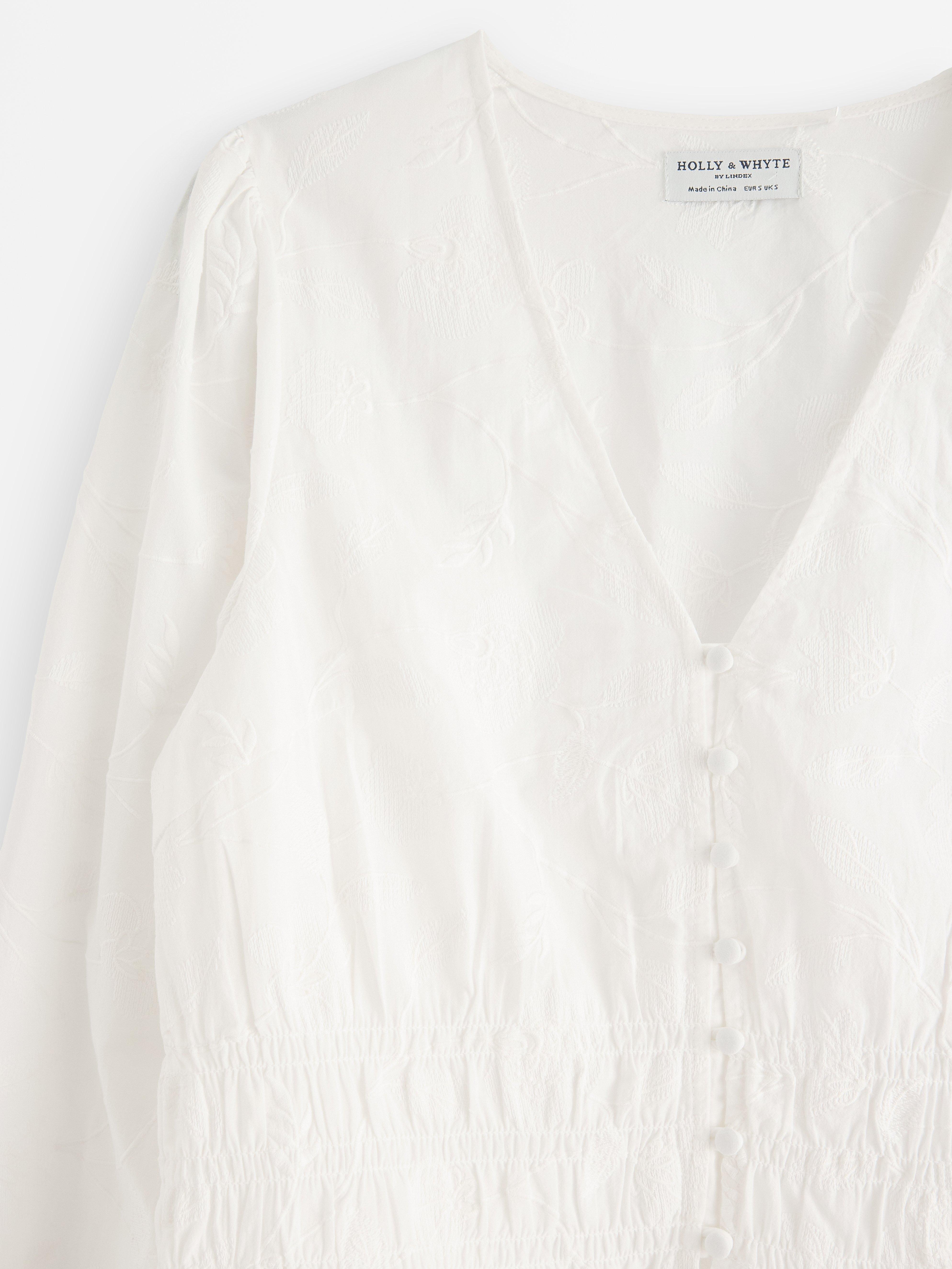 Brodert bluse hvit