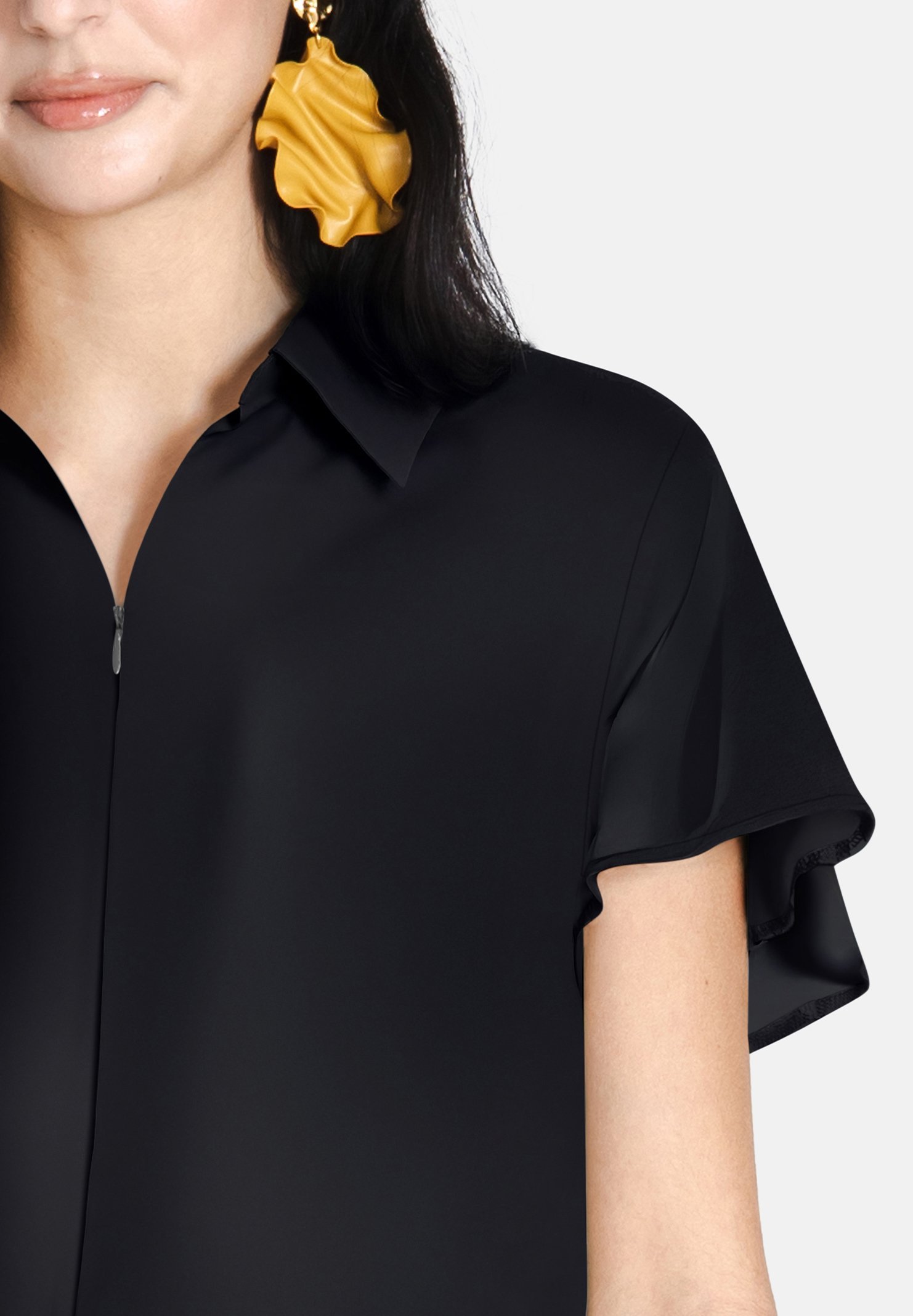 Jascha Stockholm Bluse mit Knopfleiste – schwarz
