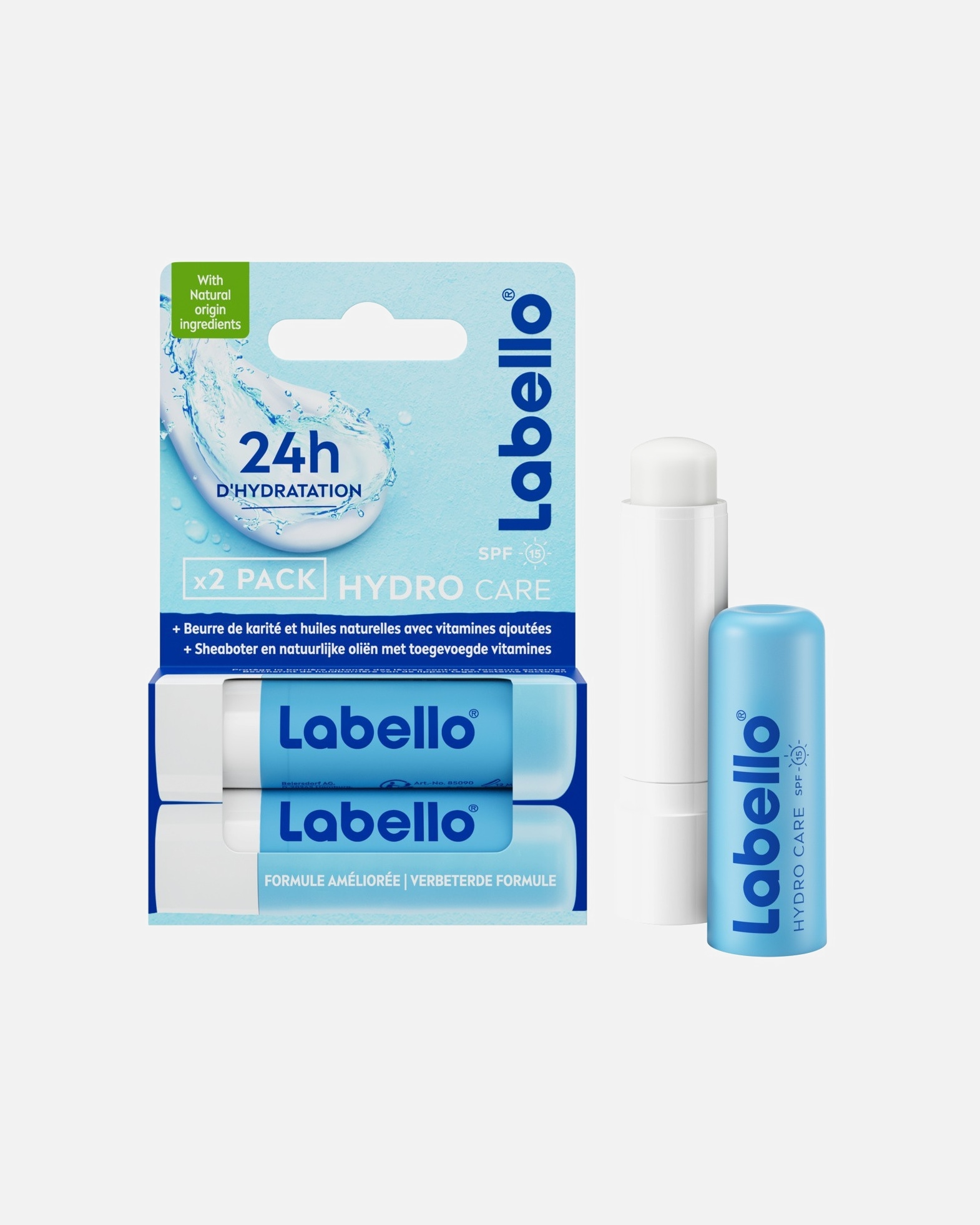 Labello Baumes soin des lèvres lot de 2 sticks hydratant Hydro Care FPS15