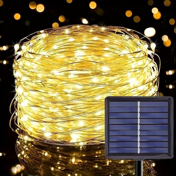 Guirnalda de luces solares - 200 LED - Blanco cálido - 22 m - Iluminación exterior inteligente
