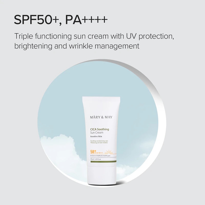 Mary&May Cica nomierinošais aizsargkrēms SPF 50+