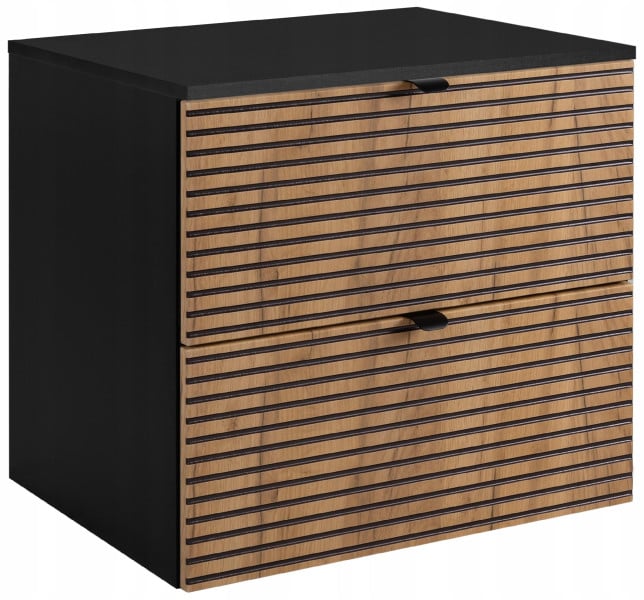 Szafka Pod UMYWALKĘ 60 cm CZARNA BLAT FREZOWANA 2S AURA