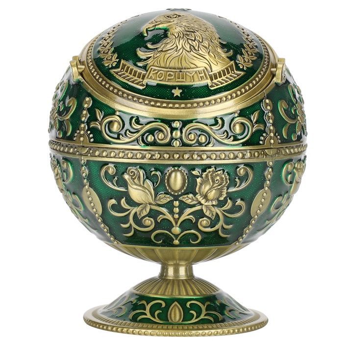 Cendrier rétro couvercle globe vert aigle alliage zinc accessoires fumeurs