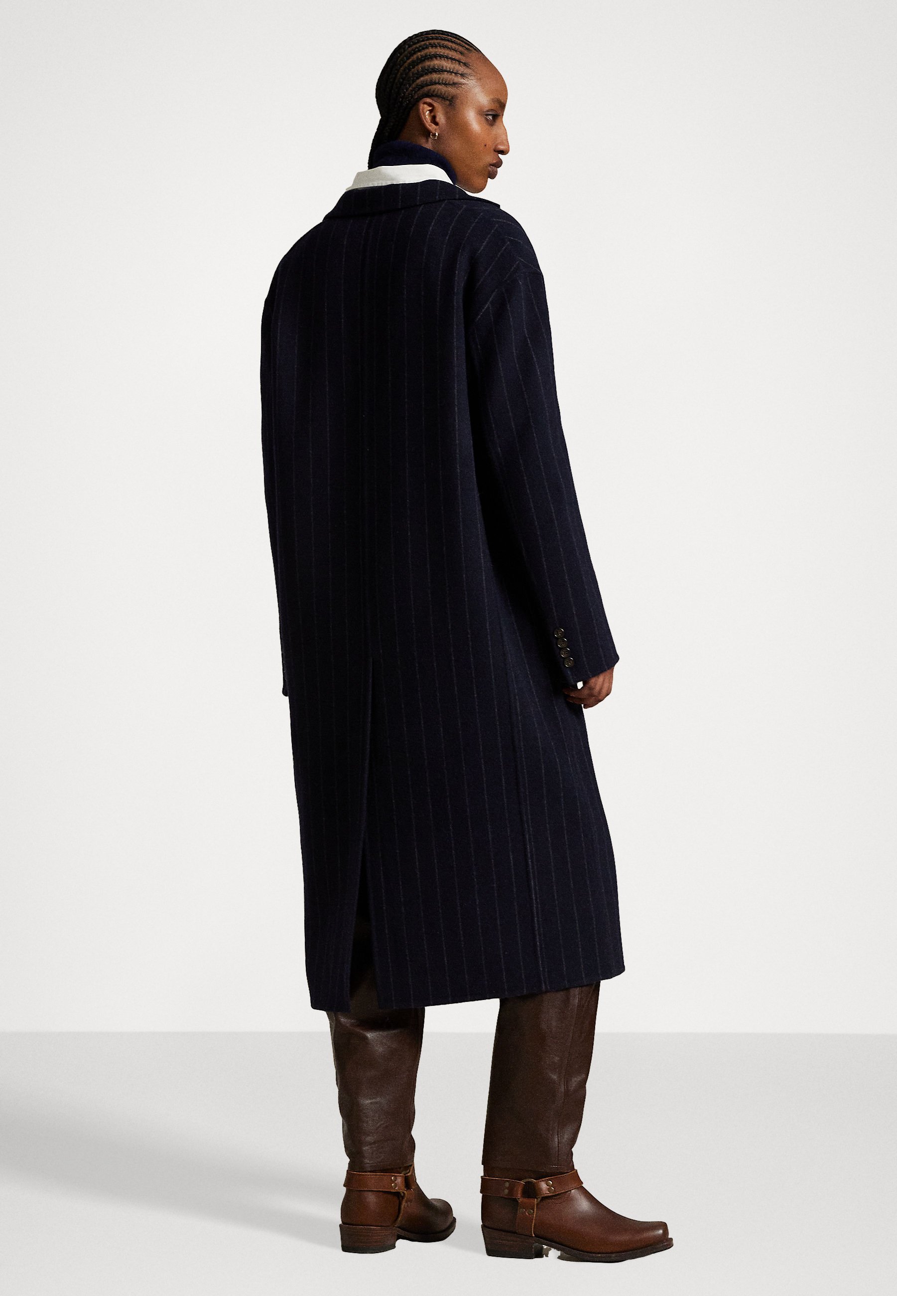 Cappotto in lana double-face a righe sottili Polo Ralph Lauren - Cappotto classico - blu navy