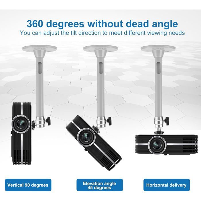 Supporto a soffitto ZOKKO per videoproiettore - Rotazione a 90° e 360° - Distanza dal soffitto al proiettore: 21,5 cm