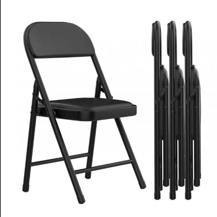 Silla plegable MIPAN, juego de 4 sillas plegables para conferencias en cómodo cuero sintético PU y estructura de acero para jardín y camping - Estilo 2